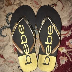 Bebe logo platform slippers
